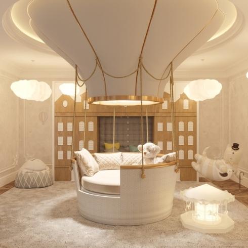 Flight of Fancy Kids room showing custom Circu flying ballon bed