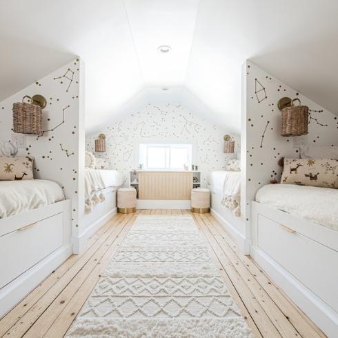 Flawless in the Attic Four built-in bunks in a kids' room