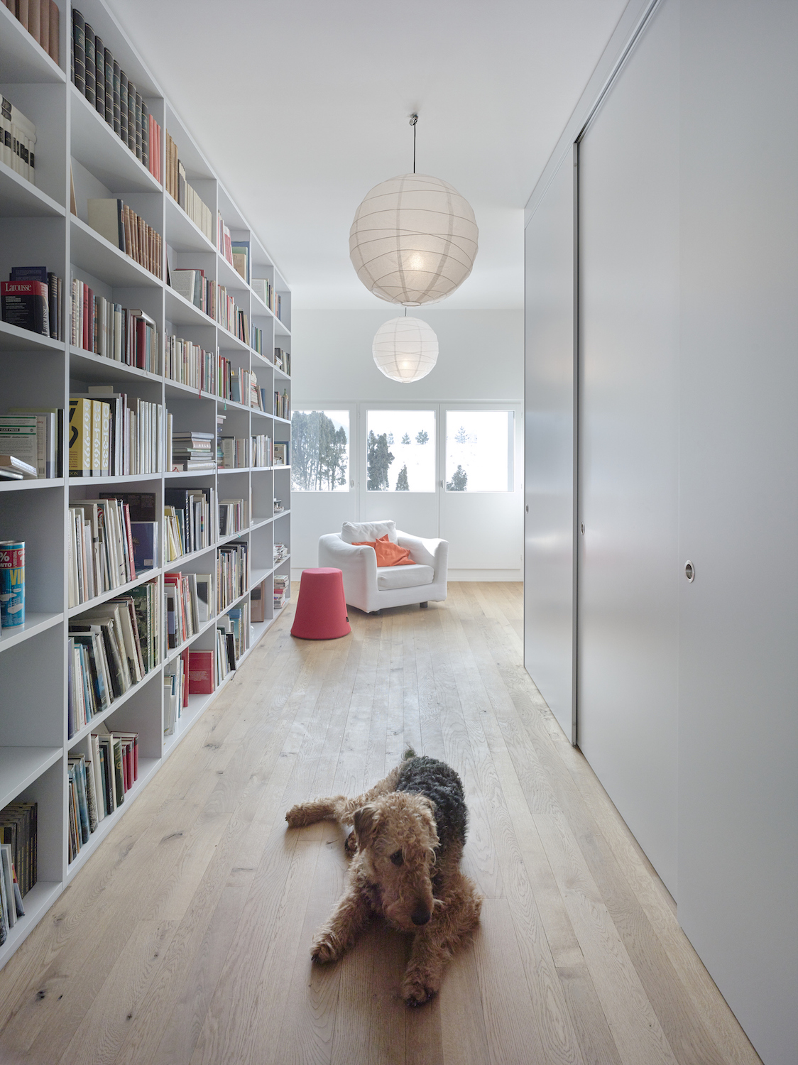 Do Make Use of the Space hallway with lots of storage for books on walls