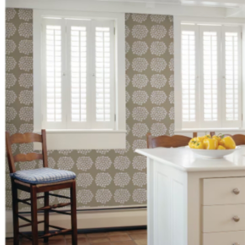 Dine in Style Taupe Peel and stick wallpaper featured in dining area