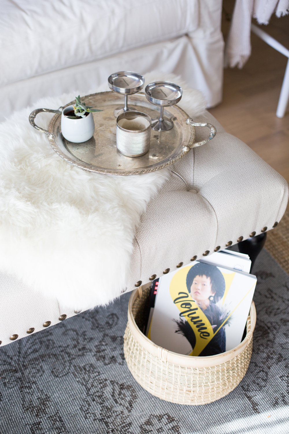 Secret Storage Baskets Storage basket under ottoman